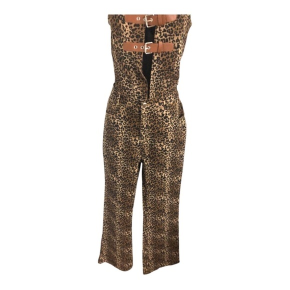 Cheetah‎ animal print khaki twill look rodeo style jeans pants size Medium new - Picture 12 of 16